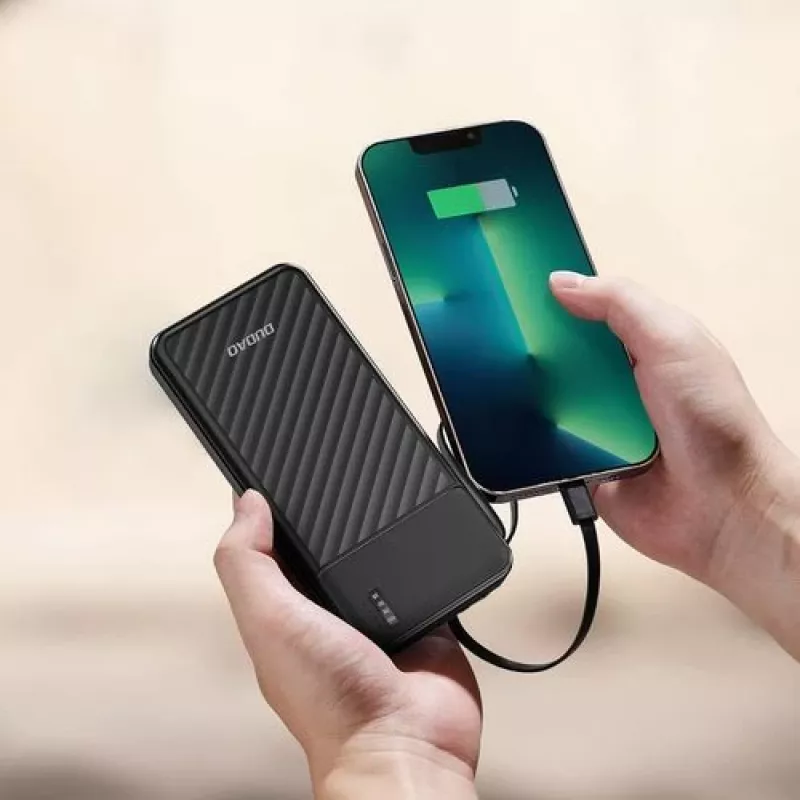 Dudao K11 Powerbank 10000mAh con cavi integrati nero