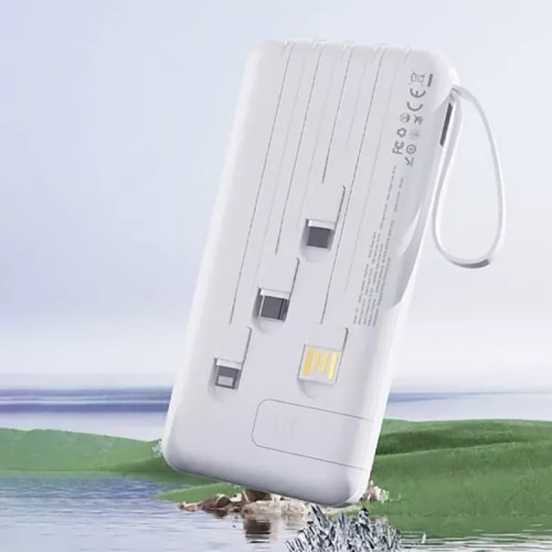Dudao K11 Powerbank 10000mAh con cavi integrati bianco