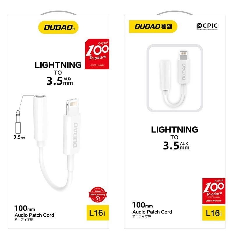 Dudao Adattatore audio L16i da Lightning a 3,5 mm bianco