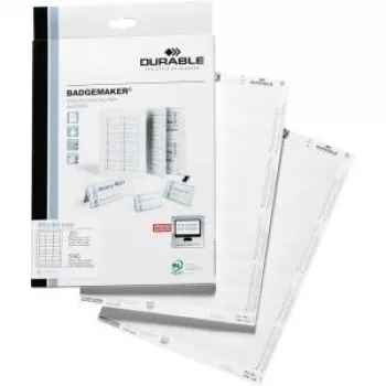 DURABLE BADGEMAKER® Etichette inserti 60 x 30 mm, bianco, 200 etichette (A4, 20 fogli) 145102