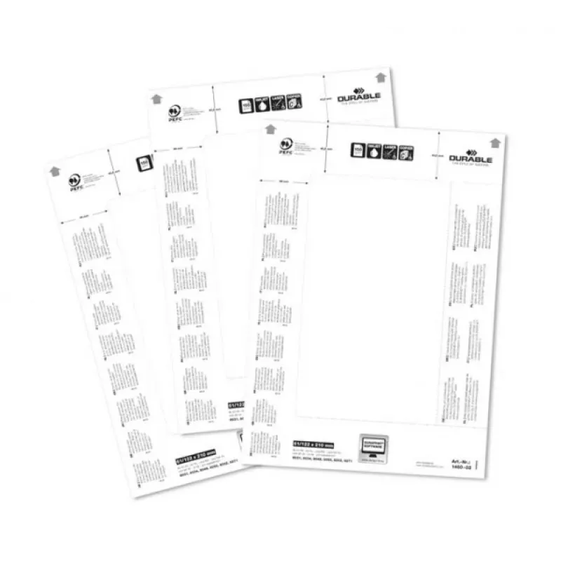 DURABLE BADGEMAKER® etichette da inserimento 61 x 210 mm, 100 pezzi, cartoncino bianco, laser/inkjet 146002