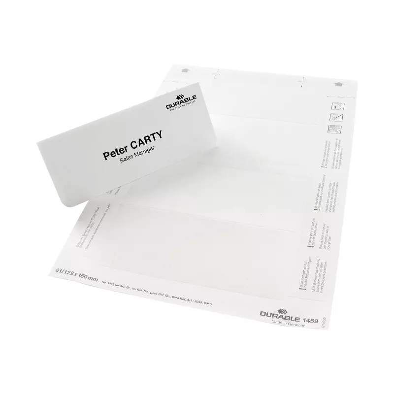 DURABLE BADGEMAKER® etichette da inserimento 61 x 210 mm, 100 pezzi, cartoncino bianco, laser/inkjet 146002