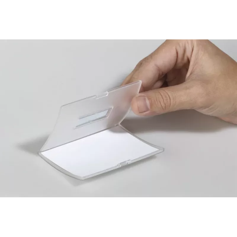 DURABLE CLICK FOLD Tesserino portanome con clip, inserto 90x54 mm, trasparente, confezione da 25 821619