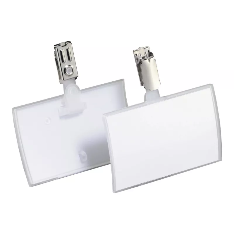 DURABLE CLICK FOLD Tesserino portanome con clip, inserto 90x54 mm, trasparente, confezione da 25 821619