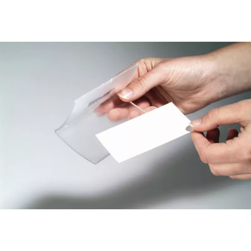 DURABLE CLICK FOLD Tesserino portanome con clip, inserto 90x54 mm, trasparente, confezione da 25 821619