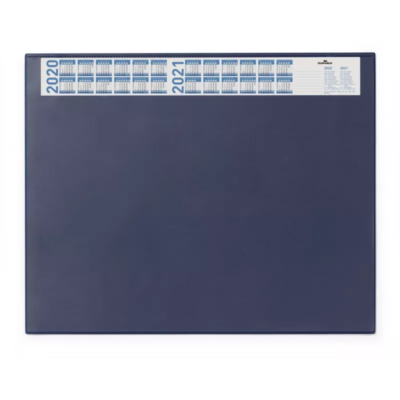 DURABLE Sottomano da scrivania con calendario integrato, copertura totale trasparente, 65x52 cm, blu scuro