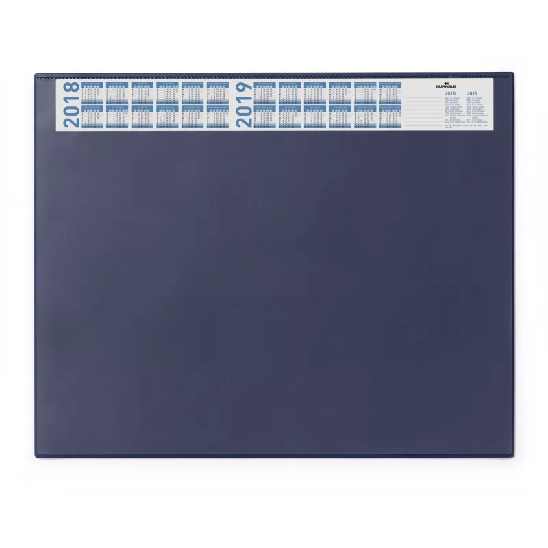 DURABLE Sottomano da scrivania con calendario integrato, copertura totale trasparente, 65x52 cm, blu scuro