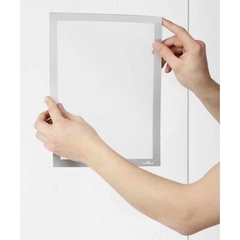 DURABLE DURAFRAME SUN A4 cornice informativa autoadesiva resistente ai raggi UV, argento, confezione da 2 484123