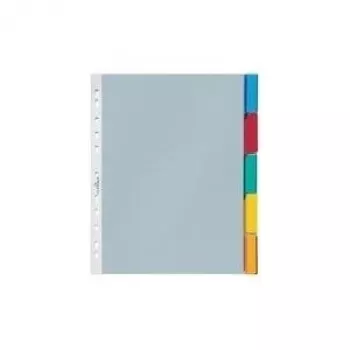 DURABLE raccoglitore a buste A4 5 parti con linguette colorate, tasche saldate, trasparente 663019