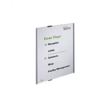 DURABLE INFO SIGN A3 verticale argento bacheca informativa in alluminio, acrilico antiriflesso, montaggio a vite, inserto 297 x 420 mm 480823