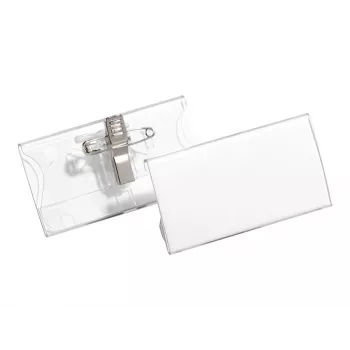 DURABLE portabadge 40x75 mm con clip combinata, acrilico, trasparente, 25/VE (812119)