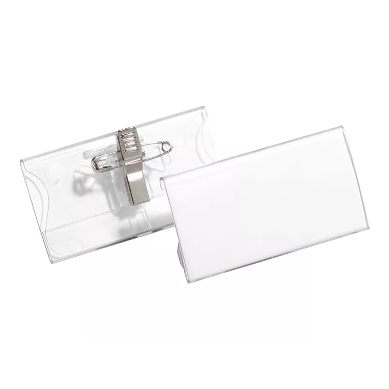 DURABLE portabadge 40x75 mm con clip combinata, acrilico, trasparente, 25/VE (812119)