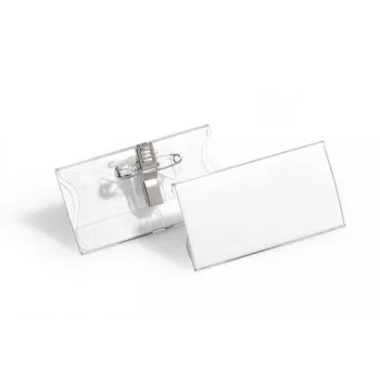 DURABLE portabadge 40x75 mm con clip combinata, acrilico, trasparente, 25/VE (812119)