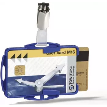 DURABLE portabadge rigido con clip in tessuto per 2 carte, trasparente, confezione da 25 (821806)