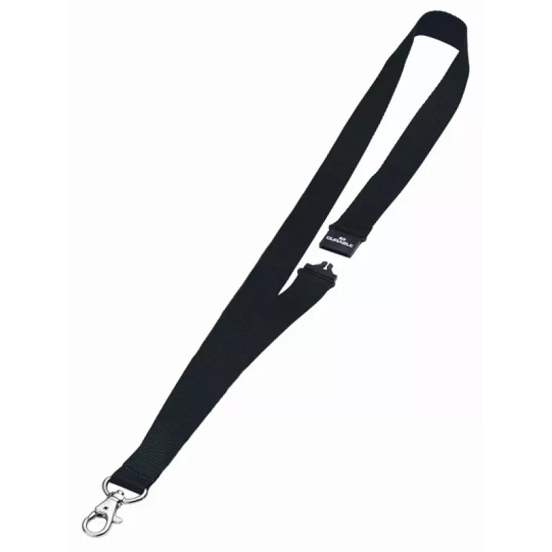 DURABLE lanyard in tessuto 20 con moschettone, nero, confezione da 10 (813701)
