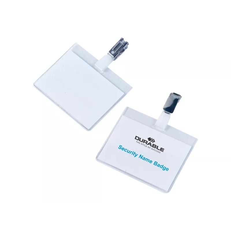 DURABLE VISITOR Portanome 90 x 60 mm con clip girevole, trasparente, 25 pezzi (800319)