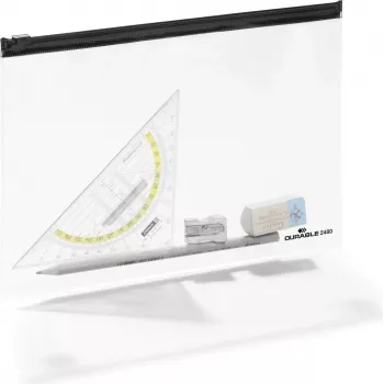 DURABLE ZIP BAG A5 busta portadocumenti trasparente con zip, confezione da 5 248001