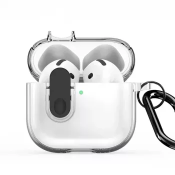 Dux Ducis Apple AirPods 4 PECL Series cover PC+TPU con gancio nero trasparente