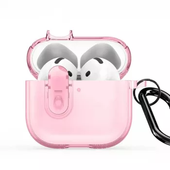 Dux Ducis Apple AirPods 4 serie PECL cover in PC+TPU con gancio rosa