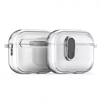 Custodia Dux Ducis PECL Series in PC+TPU con gancio per Apple AirPods Pro 3 nera trasparente