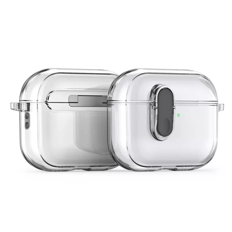 Custodia Dux Ducis PECL Series in PC+TPU con gancio per Apple AirPods Pro 3 nera trasparente