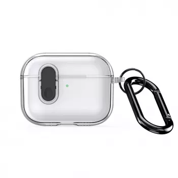 Custodia Dux Ducis PECL Series in PC+TPU con gancio per Apple AirPods Pro 3 nera trasparente