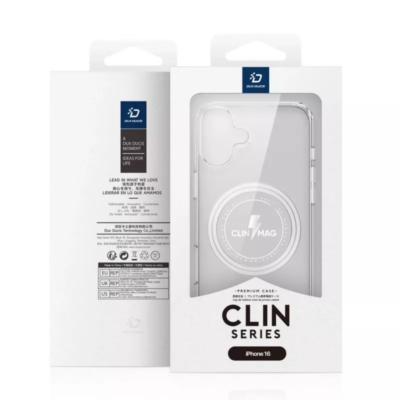 DUX DUCIS Clin Mag Case per iPhone 16, trasparente, compatibile MagSafe