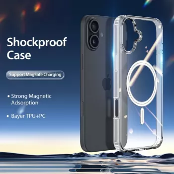 DUX DUCIS Clin Mag Case per iPhone 16, trasparente, compatibile MagSafe