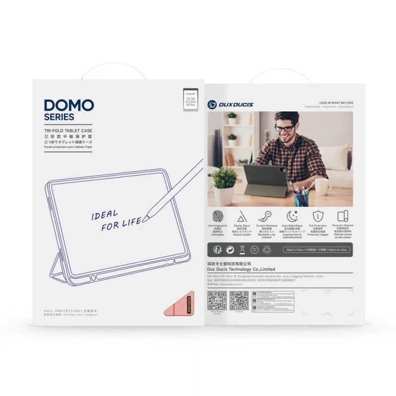 Dux Ducis Galaxy Tab A9 Plus / Tab A11 Plus Domo Series cover tablet in PU leather con stand tri-fold rosa