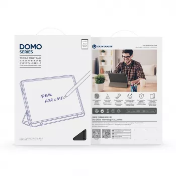 Dux Ducis Galaxy Tab A9 Plus / Tab A11 Plus Domo Series Cover tablet in pelle PU con supporto tri-fold nero