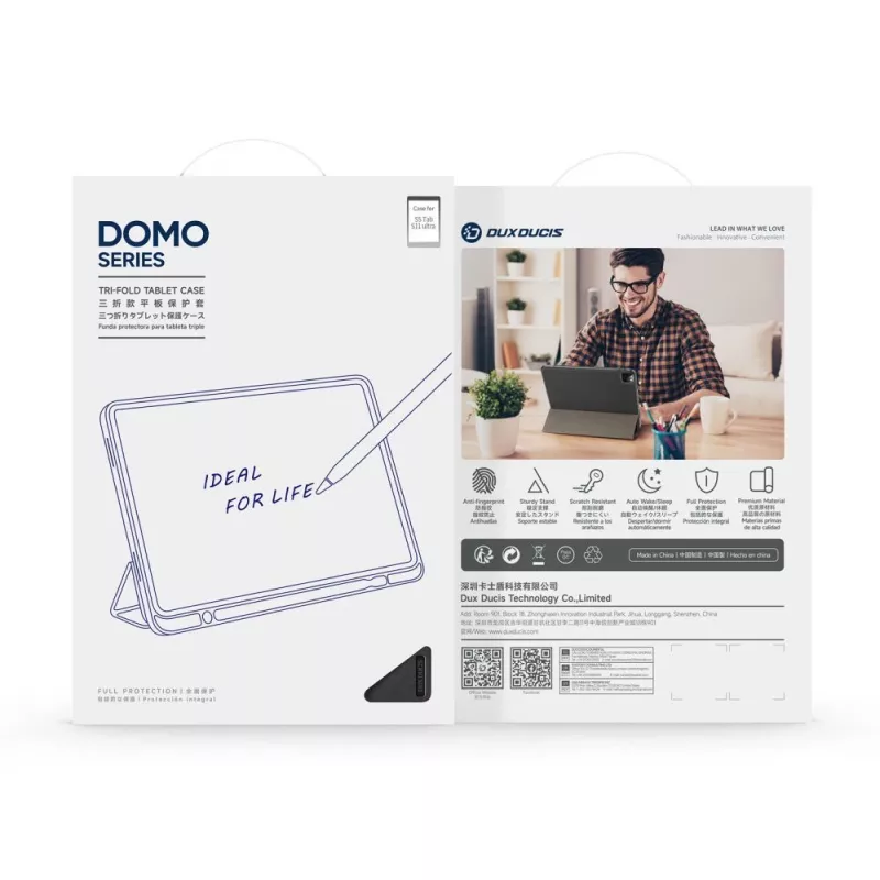Dux Ducis Galaxy Tab S11 Ultra Domo Series cover tablet in PU leather con stand tri-fold nero