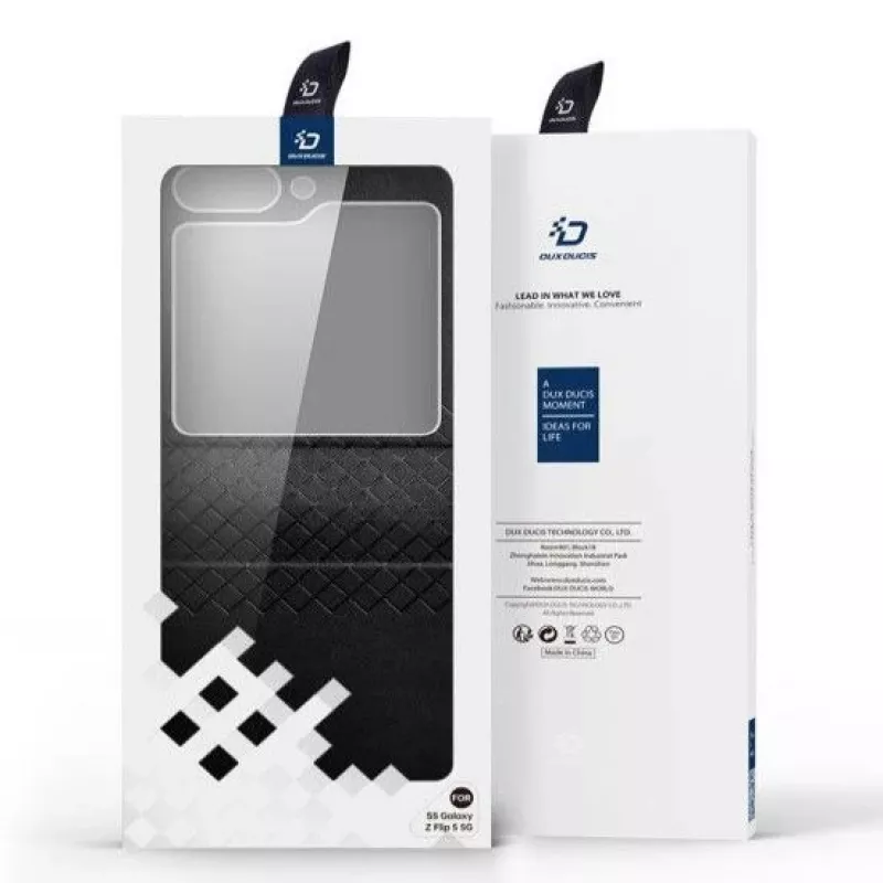 Custodia flip in pelle con portafoglio Dux Ducis per Galaxy Z Flip5 5G nera