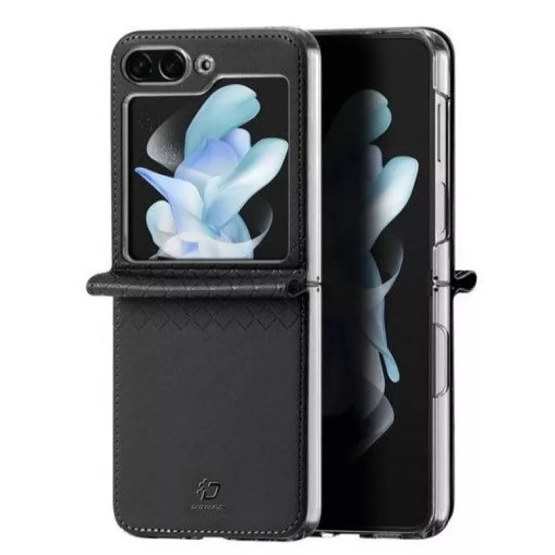 Custodia flip in pelle con portafoglio Dux Ducis per Galaxy Z Flip5 5G nera