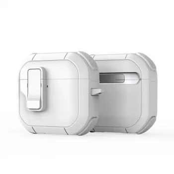 Dux Ducis PECP Series Cover PC+TPU con gancio per AirPods 4, bianca