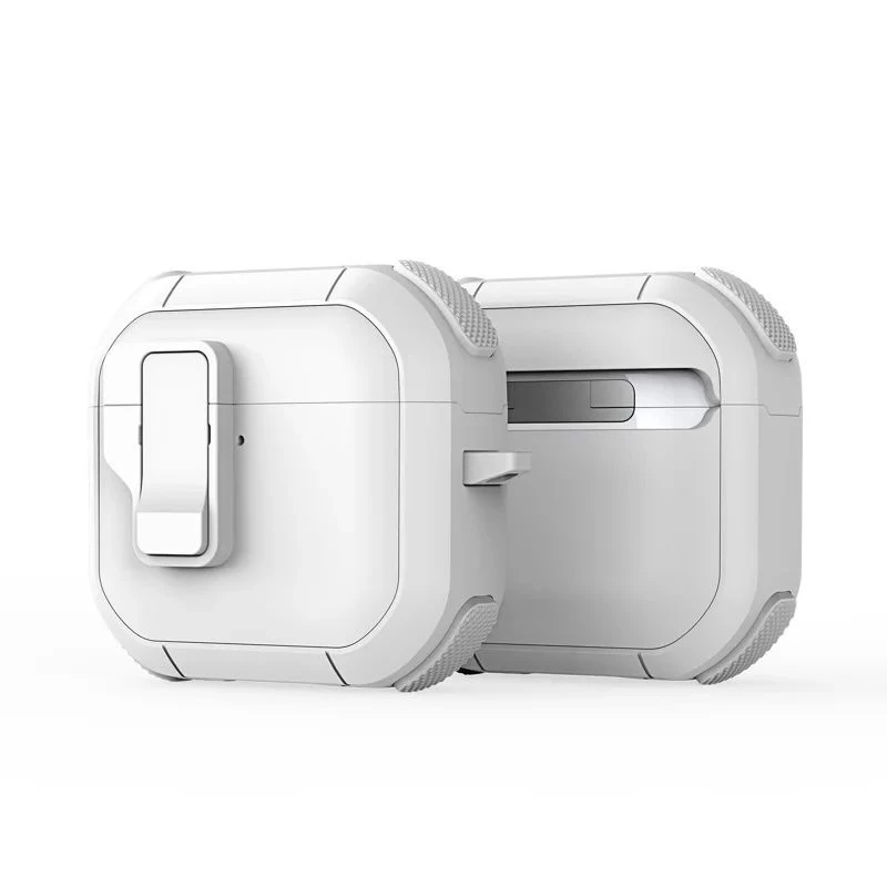 Dux Ducis PECP Series Cover PC+TPU con gancio per AirPods 4, bianca