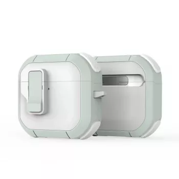 Dux Ducis PECP Series Cover PC+TPU con gancio per AirPods 4, bianco verde