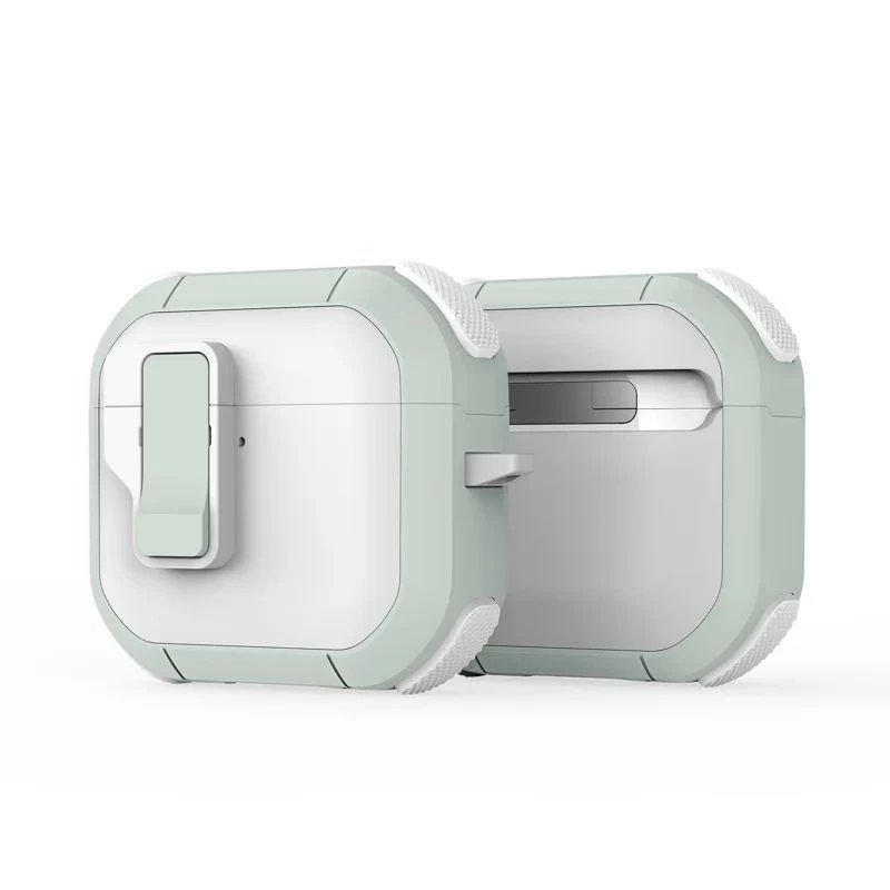 Dux Ducis PECP Series Cover PC+TPU con gancio per AirPods 4, bianco verde