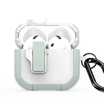 Dux Ducis PECP Series Cover PC+TPU con gancio per AirPods 4, bianco verde