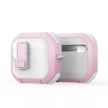 Dux Ducis PECP Series Cover PC+TPU con gancio per AirPods 4, bianco rosa