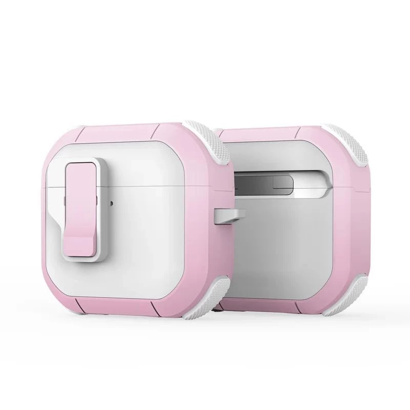 Dux Ducis PECP Series Cover PC+TPU con gancio per AirPods 4, bianco rosa