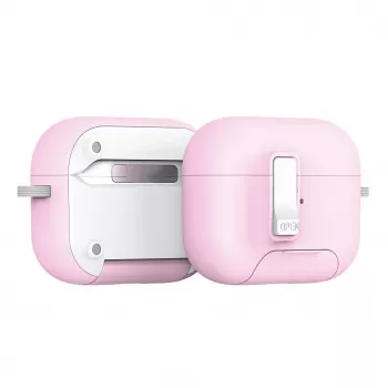 Custodia Dux Ducis PECQ Series PC+TPU con gancio per Apple AirPods Pro 3, bianco/rosa