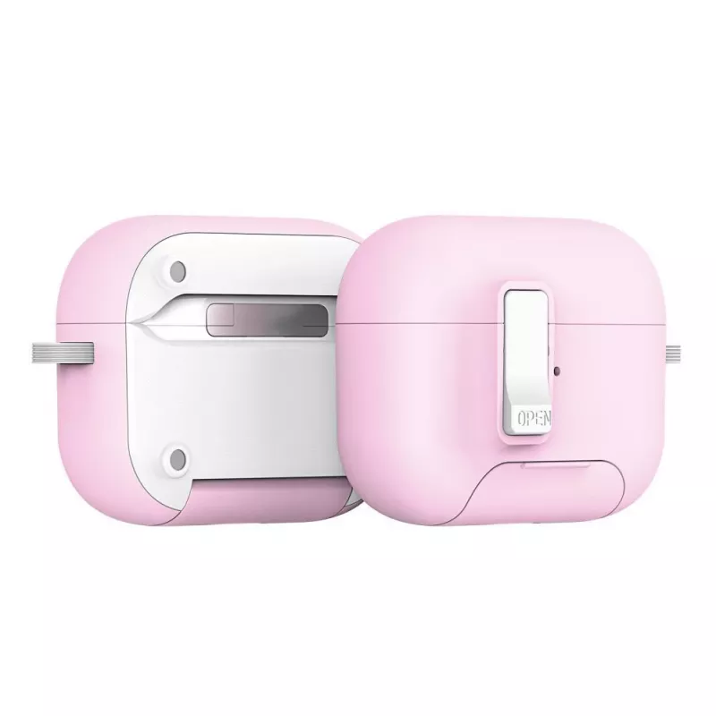 Dux Ducis PECQ Series Custodia PC+TPU con gancio per Apple AirPods Pro 3, bianco/rosa