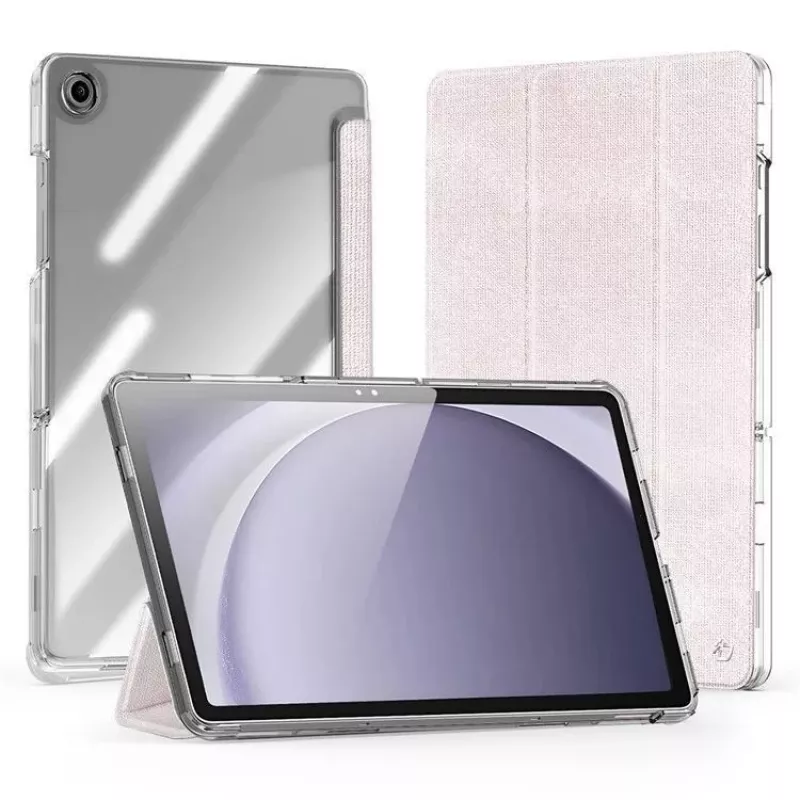 Dux Ducis Samsung Galaxy Tab A9 Plus Custodia TPU+PC+Pelle trasparente Rosa chiaro