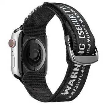 Dux Ducis Cinturino (versione outdoor) per Apple Watch Ultra, SE, Series 8, 7, 6, 5, 4, 3, 2, 1 (49, 45, 44, 42 mm) cinturino in nylon nero argento