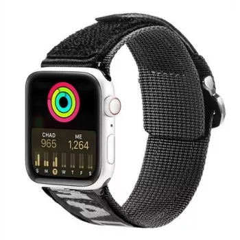 Dux Ducis Cinturino (versione outdoor) per Apple Watch Ultra, SE, Series 8, 7, 6, 5, 4, 3, 2, 1 (49, 45, 44, 42 mm) cinturino in nylon nero argento