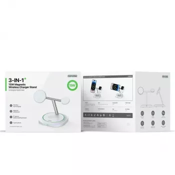 Duzzona W16 caricabatterie wireless magnetico 3-in-1 15W bianco