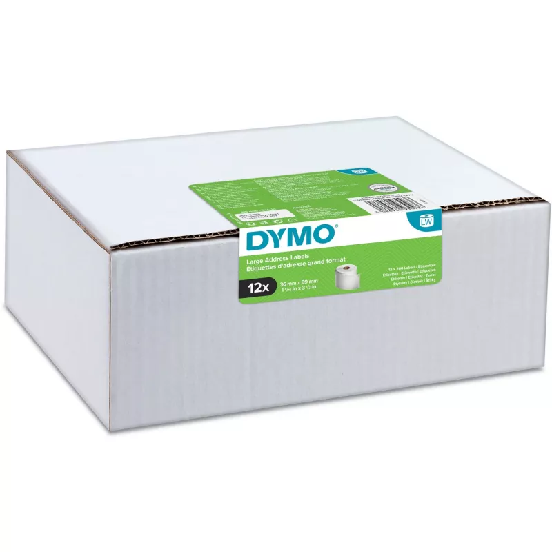 DYMO Authentic LabelWriter Etichette grandi per indirizzi 36mm x 89mm Trasparente, 2 rotoli con 130 (260 etichette)