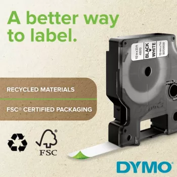 DYMO D1 nastro per etichettatura 9mm x 7m nero su bianco (confezione da 10)