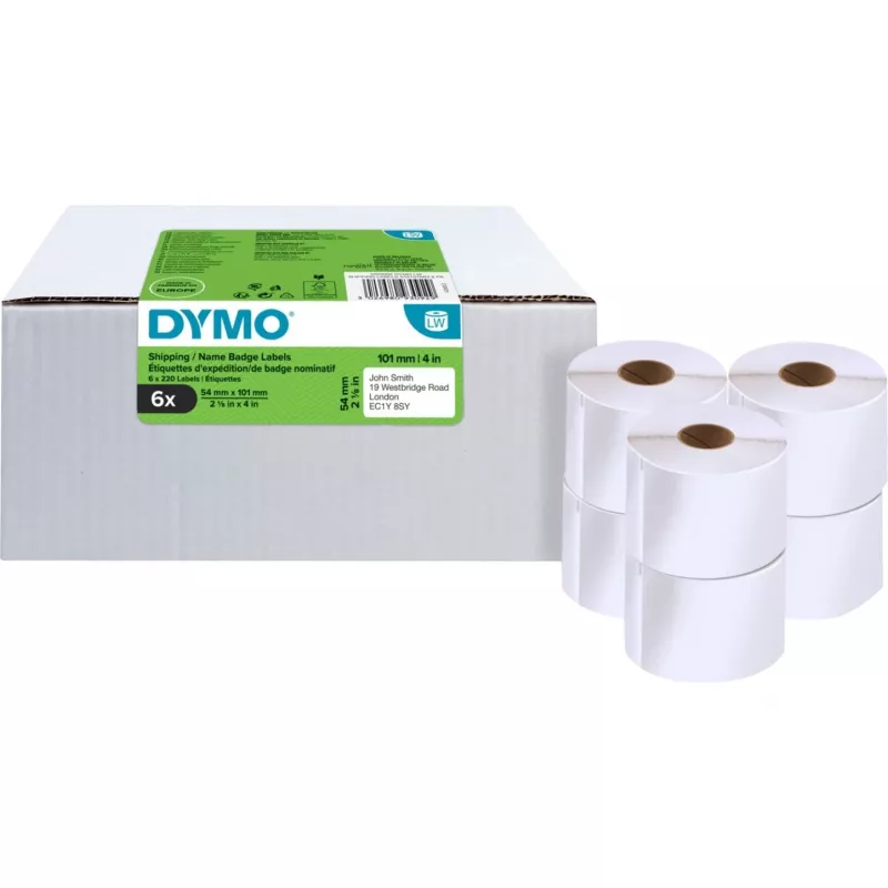 DYMO LabelWriter Etichette per spedizioni e targhette nome, 54 x 101 mm, Bianco, adesivo permanente, 220 etichette per rotolo