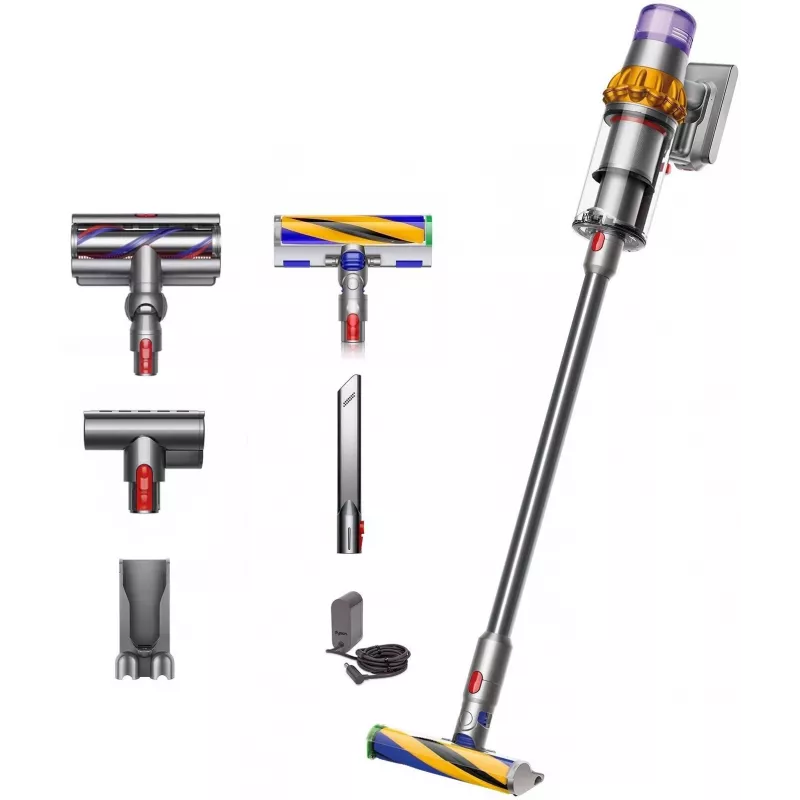 Dyson V15 Detect Absolute aspirapolvere a batteria, acciaio inox, 240AW, display LCD, 60 min di autonomia
